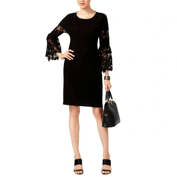 Alfani black lace long sleeve dress